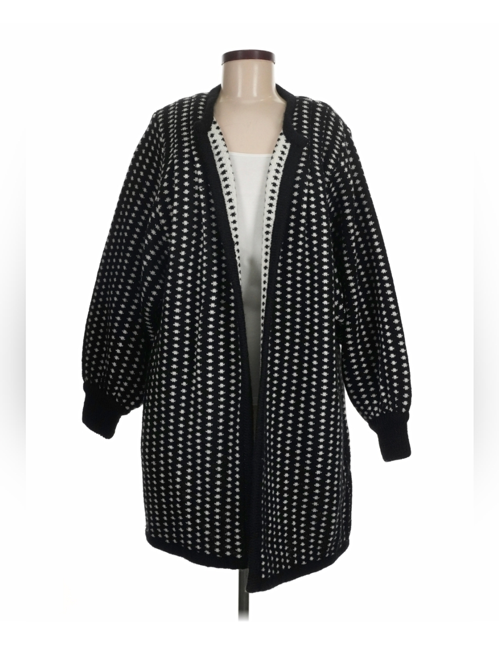 Vintage 90s JM Joss Mohair Wool Thick Long Open Cardigan Sweater Oversized M
